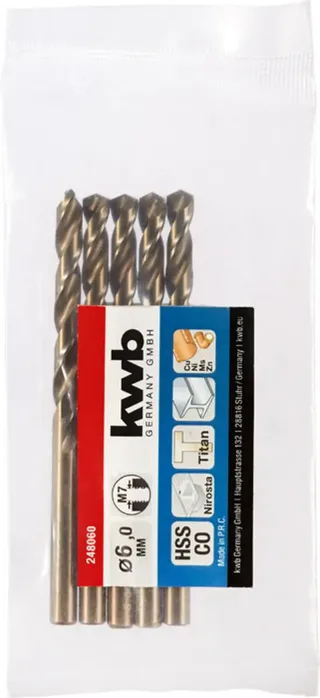 kwb 248060 HSS-Co Spiralbohrer 1 Stück 6 mm Gesamtlänge 93 mm M35 DIN 338 Zylinderschaft 1 St. von KWB – Produktbild 2 von 2