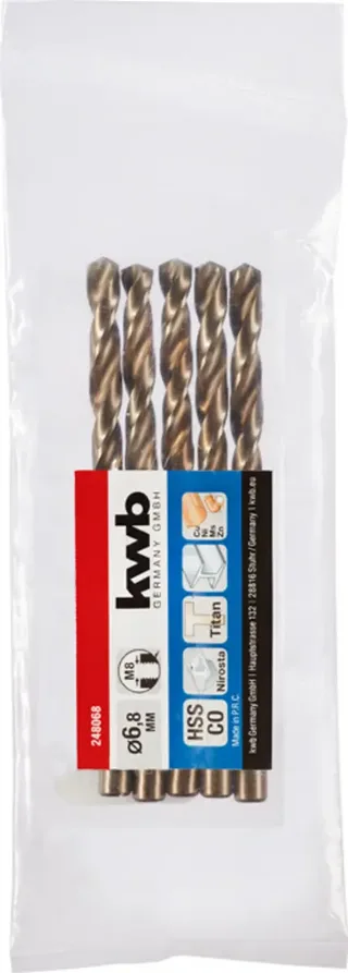 kwb 248068 HSS-Co Spiralbohrer 1 Stück 6.8 mm Gesamtlänge 109 mm M35 DIN 338 Zylinderschaft 1 St. von KWB – Produktbild 2 von 2