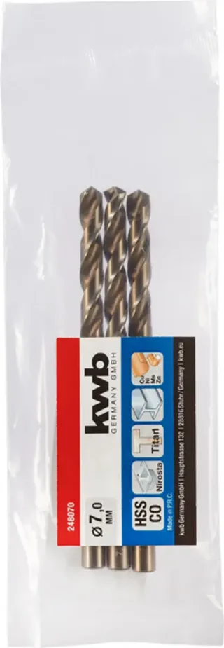 kwb 248070 HSS-Co Spiralbohrer 1 Stück 7 mm Gesamtlänge 109 mm M35 DIN 338 Zylinderschaft 1 St. von KWB – Produktbild 2 von 2