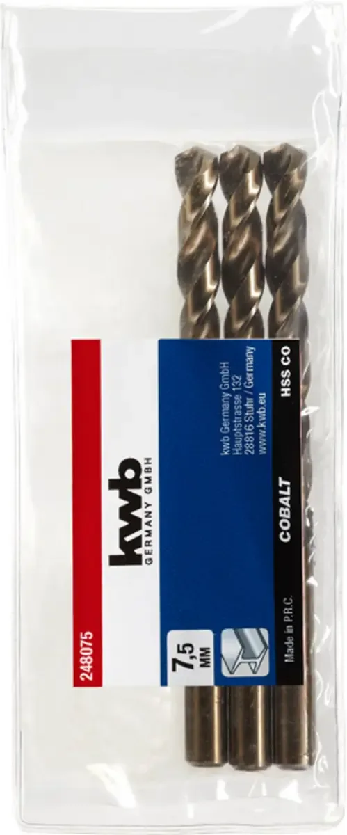 kwb 248075 HSS-Co Spiraalboor 1 stuks 7.5 mm Gezamenlijke lengte 109 mm M35 DIN 338 Cilinderschacht 1 stuk(s) van KWB – productafbeelding 2 van 2