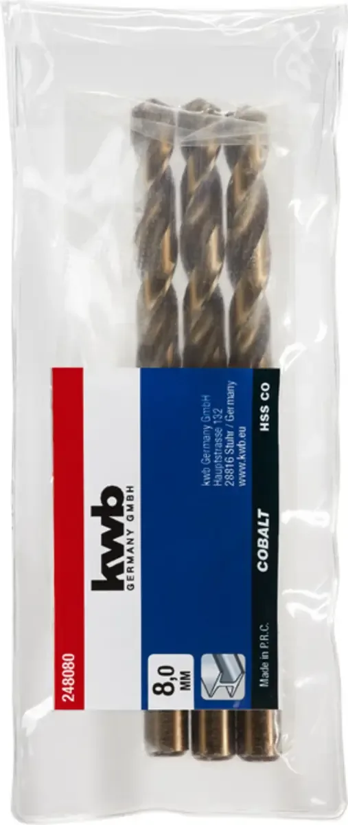 kwb 248080 HSS-Co Spiralbohrer 1 Stück 8 mm Gesamtlänge 117 mm M35 DIN 338 Zylinderschaft 1 St. von KWB – Produktbild 2 von 2