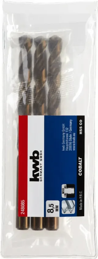 kwb 248085 HSS-Co Spiralbohrer 1 Stück 8.5 mm Gesamtlänge 117 mm M35 DIN 338 Zylinderschaft 1 St. fra KWB – produktbillede 2 af 2