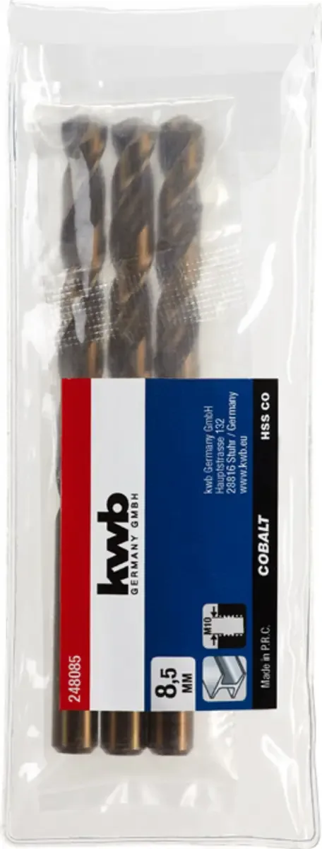kwb 248085 HSS-Co Spiralbohrer 1 Stück 8.5 mm Gesamtlänge 117 mm M35 DIN 338 Zylinderschaft 1 St. fra KWB – produktbillede 2 af 2