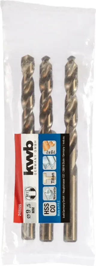 kwb 248095 HSS-Co Spiralbohrer 1 Stück 9.5 mm Gesamtlänge 125 mm M35 DIN 338 Zylinderschaft 1 St. fra KWB – produktbillede 2 af 2