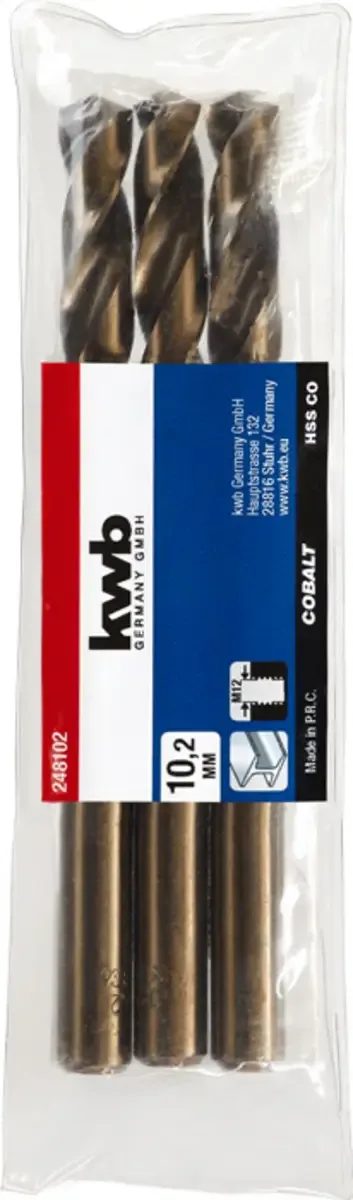 kwb 248102 HSS-Co Foret hélicoïdal 1 pièce 10.2 mm Longueur totale 133 mm M35 DIN 338 tige cylindrique 1 pc(s) de KWB – image du produit 2 sur 2