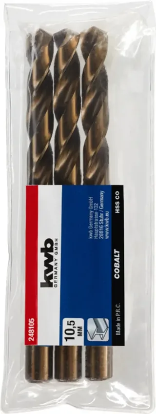 kwb 248105 HSS-Co Foret hélicoïdal 1 pièce 10.5 mm Longueur totale 133 mm M35 DIN 338 tige cylindrique 1 pc(s) de KWB – image du produit 2 sur 2