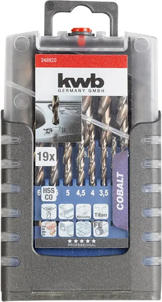kwb 248920 HSS-Co Metall-Spiralbohrer-Set 19teilig 1 mm, 1.5 mm, 2 mm, 2.5 mm, 3 mm, 3.5 mm, 4 mm, 4.5 mm, 5 mm, 5.5 mm, 6 mm, 6.5 mm, 7 mm, 7.5 mm, 8 mm, 8.5 de KWB – image du produit 3 sur 3
