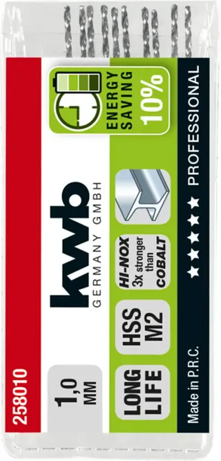 kwb 258010 HSS Spiralbohrer 1 Stück 1 mm Gesamtlänge 34 mm M2 DIN 338 Zylinderschaft 1 St. von KWB – Produktbild 2 von 2
