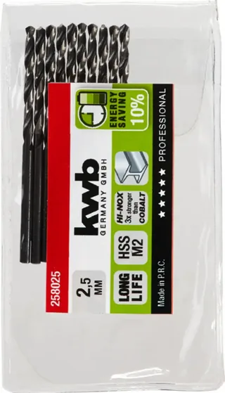 kwb 258025 HSS Spiralbohrer 1 Stück 2.5 mm Gesamtlänge 57 mm M2 DIN 338 Zylinderschaft 1 St. von KWB – Produktbild 2 von 2