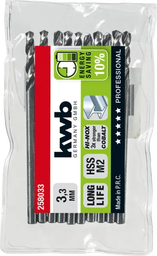 kwb 258033 HSS Spiraalboor 1 stuks 3.3 mm Gezamenlijke lengte 65 mm M2 DIN 338 Cilinderschacht 1 stuk(s) de KWB – image du produit 3 sur 3