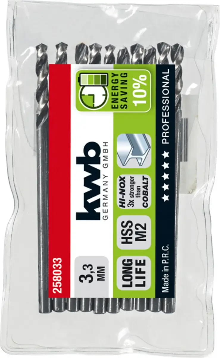 kwb 258033 HSS Spiraalboor 1 stuks 3.3 mm Gezamenlijke lengte 65 mm M2 DIN 338 Cilinderschacht 1 stuk(s) de KWB – image du produit 3 sur 3