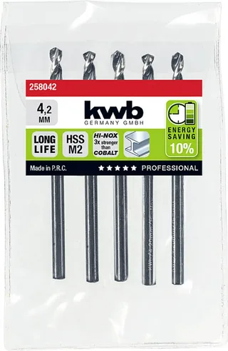kwb 258042 HSS Spiraalboor 1 stuks 4.2 mm Gezamenlijke lengte 75 mm M2 DIN 338 Cilinderschacht 1 stuk(s) van KWB – productafbeelding 2 van 2