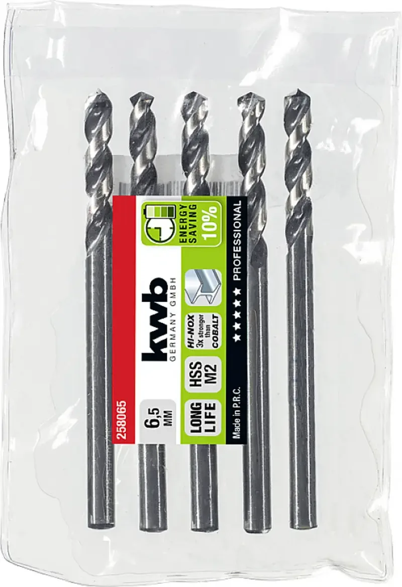 kwb 258065 HSS Foret hélicoïdal 1 pièce 6.5 mm Longueur totale 101 mm M2 DIN 338 tige cylindrique 1 pc(s) de KWB – image du produit 2 sur 2