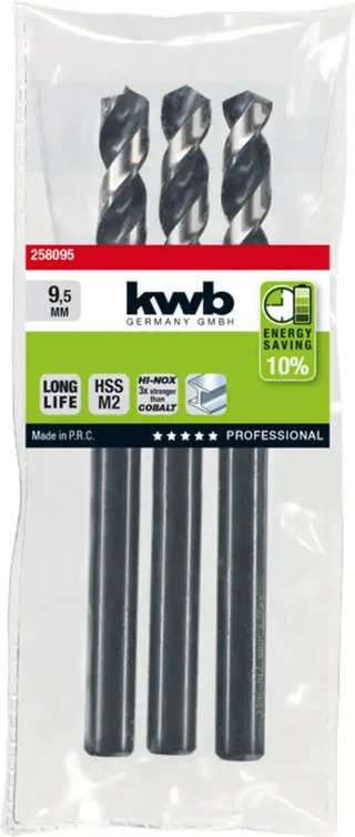 kwb 258095 HSS Spiralbohrer 1 Stück 9.5 mm Gesamtlänge 125 mm M2 DIN 338 Zylinderschaft 1 St. från KWB – produktbild 2 av 2