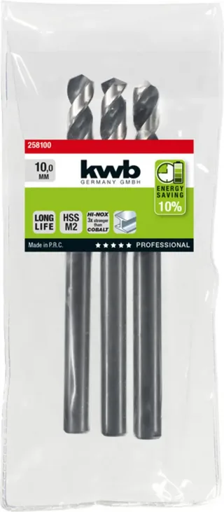 kwb 258100 HSS Spiralbohrer 1 Stück 10 mm Gesamtlänge 133 mm M2 DIN 338 Zylinderschaft 1 St. von KWB – Produktbild 2 von 2