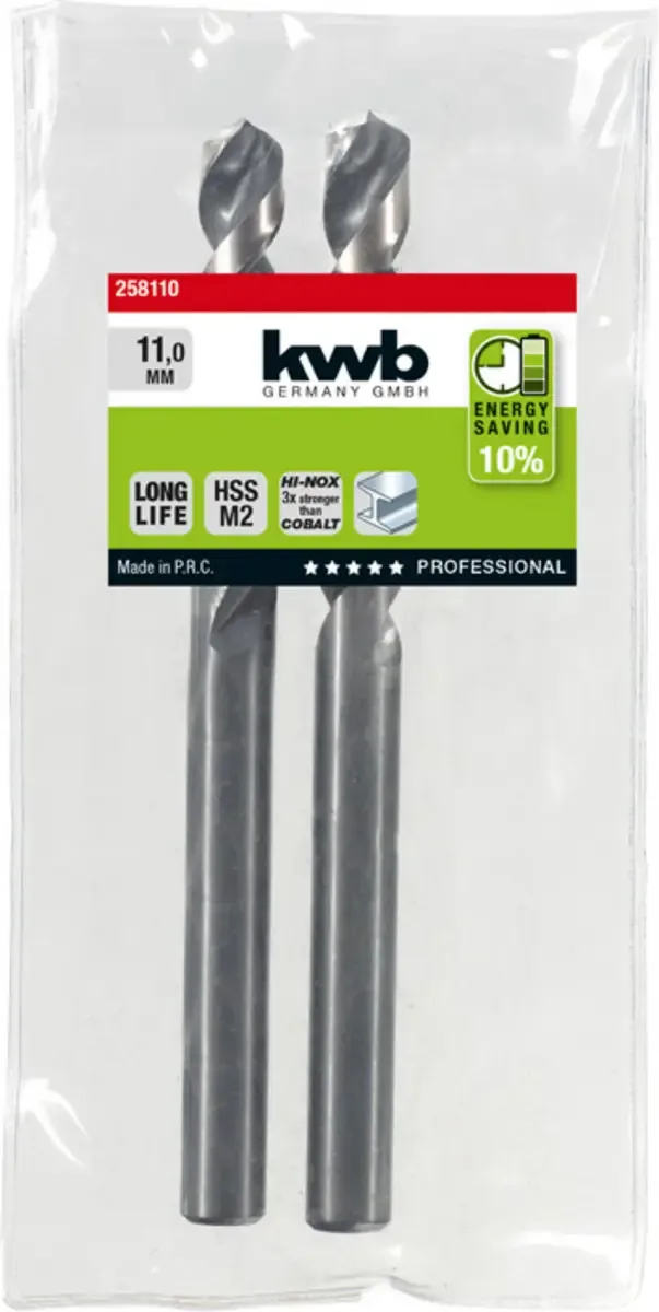 kwb 258110 HSS Foret hélicoïdal 1 pièce 11 mm Longueur totale 142 mm M2 DIN 338 tige cylindrique 1 pc(s) de KWB – image du produit 2 sur 2