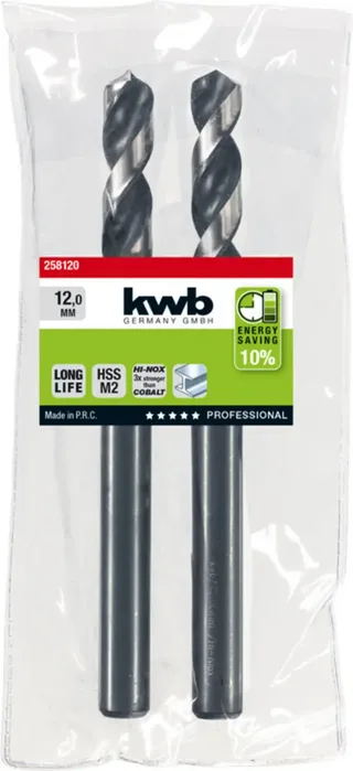 kwb 258120 HSS Spiralbohrer 1 Stück 12 mm Gesamtlänge 151 mm M2 DIN 338 Zylinderschaft 1 St. von KWB – Produktbild 2 von 2