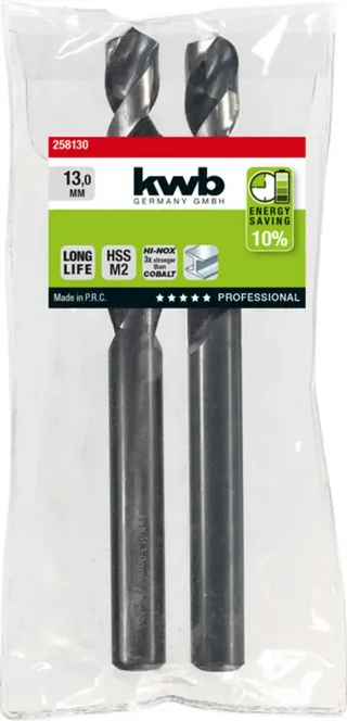 kwb 258130 HSS Foret hélicoïdal 1 pièce 13 mm Longueur totale 151 mm M2 DIN 338 tige cylindrique 1 pc(s) de KWB – image du produit 2 sur 2