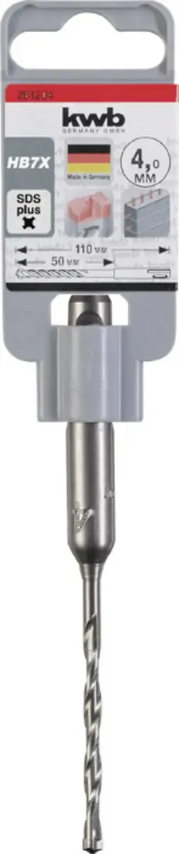 kwb 261204 Vergütungsstahl Hammerbohrer 1 Stück 4 mm Gesamtlänge 115 mm SDS-Plus 1 St. de KWB – image du produit 3 sur 3