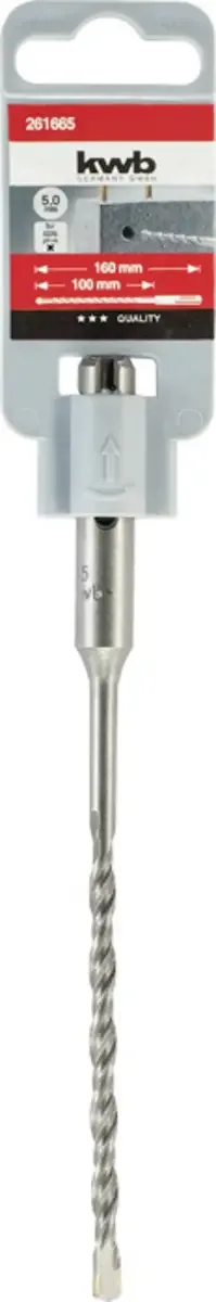kwb 261665 40CR-Stahl Hammerbohrer 1 Stück 5 mm Gesamtlänge 160 mm SDS-Plus 1 St. fra KWB – produktbillede 2 af 2
