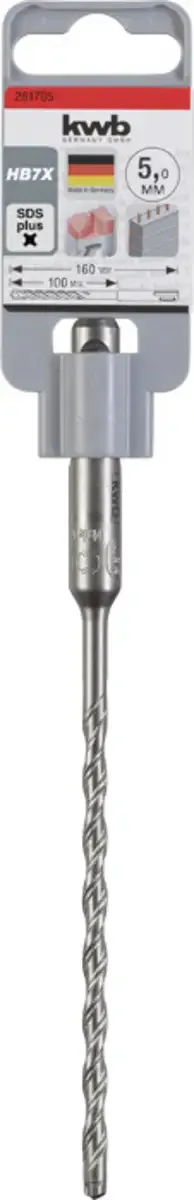 kwb 261705 Vergütungsstahl Hammerbohrer 1 Stück 5 mm Gesamtlänge 165 mm SDS-Plus 1 St. von KWB – Produktbild 2 von 2