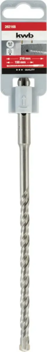 kwb 262168 40CR-Stahl Hammerbohrer 1 Stück 8 mm Gesamtlänge 210 mm SDS-Plus 1 St. fra KWB – produktbillede 2 af 2