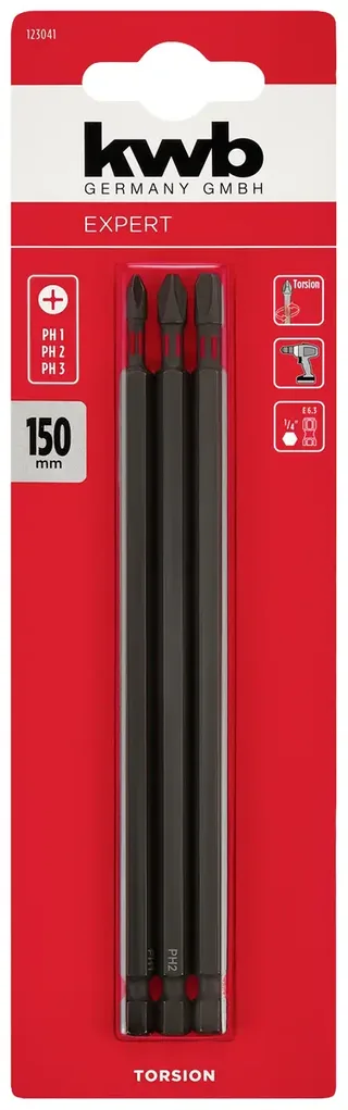 KWB 3 Bits 150mm Torsie Ph Set Kaart von KWB – Produktbild 2 von 2