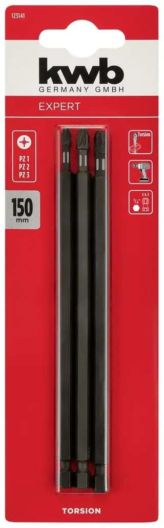 KWB 3 Bits 150mm Torsie Pz Set Kaart by KWB – product image 2 of 2