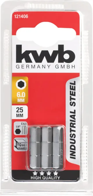 KWB 3 Bits 25mm Hex 6,0mm Kaart by KWB – product image 3 of 3