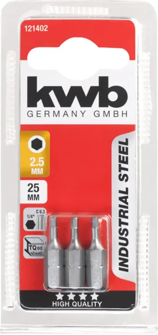 KWB 3 Bits zeskant 25mm 2,5mm by KWB – product image 3 of 3