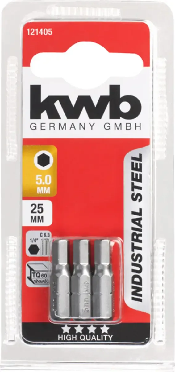 KWB 3 Bits zeskant 25mm 5,0mm by KWB – product image 3 of 3