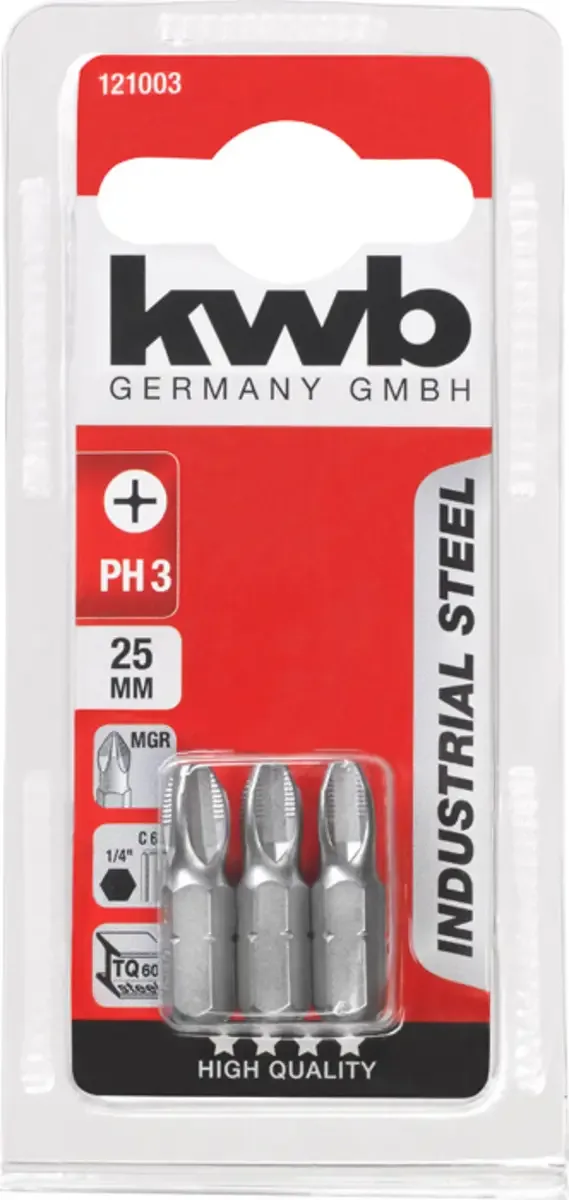 KWB 3 Schroefbits 25mm Ph Nr 3 Kaart by KWB – product image 3 of 3