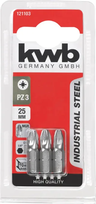 KWB 3 Schroefbits 25mm Pz Nr 3 Kaart by KWB – product image 3 of 3