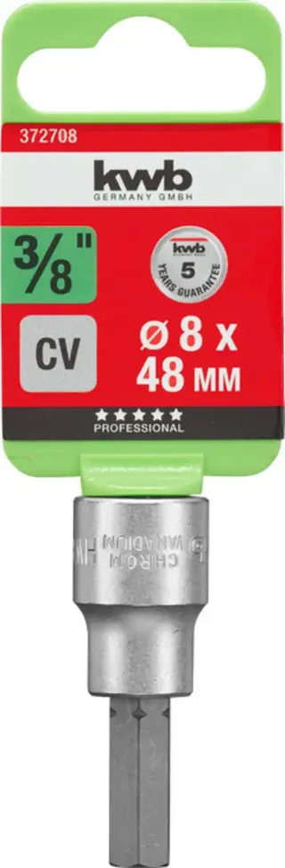 kwb 372708 Außen-Sechskant Steckschlüssel-Bit-Einsatz 8 mm 1 Stück 3/8 de KWB – image du produit 2 sur 2