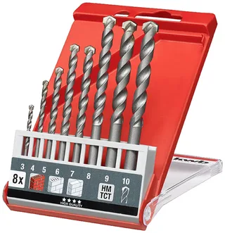 kwb 39800 Vergütungsstahl Stein-Spiralbohrer-Set 8teilig 3 mm, 4 mm, 5 mm, 6 mm, 7 mm, 8 mm, 9 mm, 10 mm Zylinderschaft 8 St. von KWB – Produktbild 1 von 4