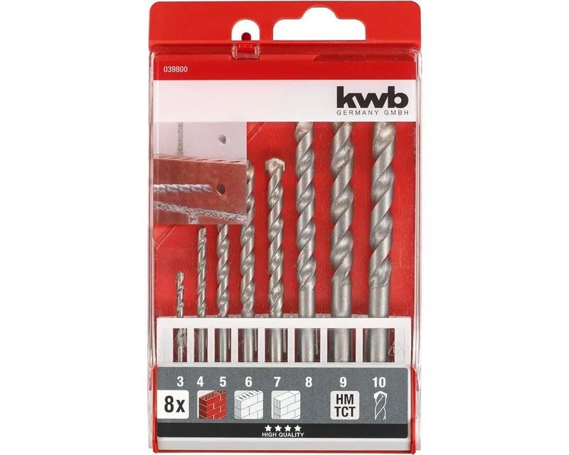 kwb 39800 Vergütungsstahl Stein-Spiralbohrer-Set 8teilig 3 mm, 4 mm, 5 mm, 6 mm, 7 mm, 8 mm, 9 mm, 10 mm Zylinderschaft 8 St. von KWB – Produktbild 3 von 4
