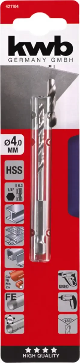kwb 421104 HSS Metall-spiralborr 4 mm Total längd 93 mm DIN 1412 C 1/4 1 st von KWB – Produktbild 3 von 3