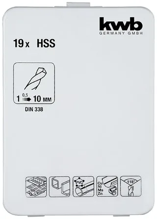 kwb 421856 HSS Metall-Spiralbohrer-Set 19teilig 1 mm, 1.5 mm, 2 mm, 2.5 mm, 3 mm, 3.5 mm, 4 mm, 4.5 mm, 5 mm, 5.5 mm, 6 mm, 6.5 mm, 7 mm, 7.5 mm, 8 mm, 8.5 mm de KWB – image du produit 3 sur 3
