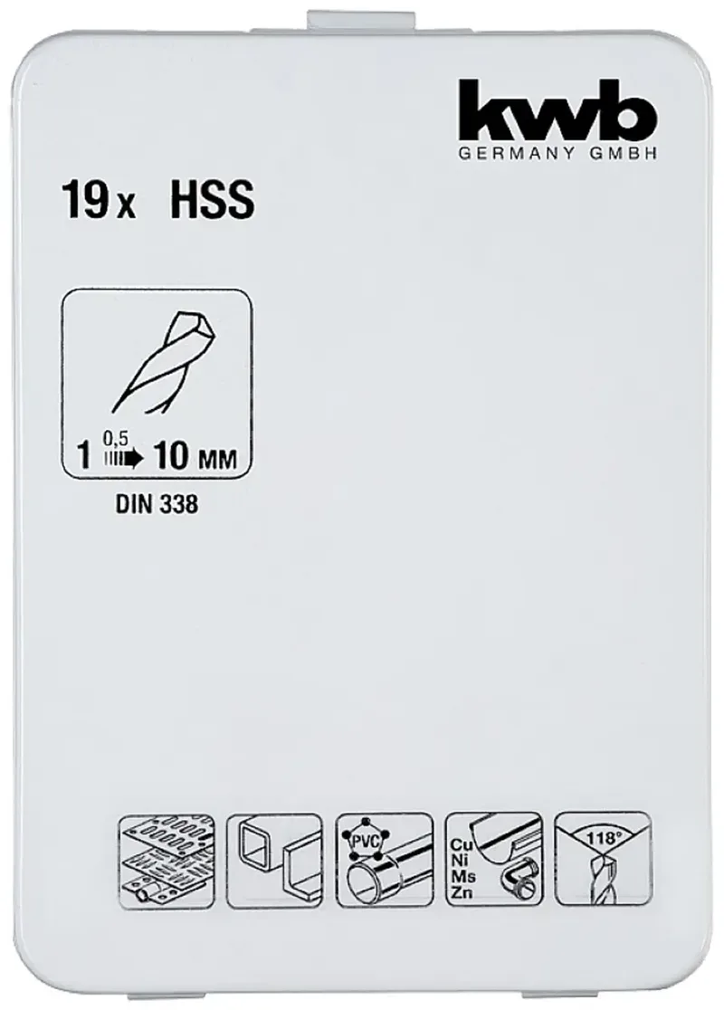 kwb 421856 HSS Metall-Spiralbohrer-Set 19teilig 1 mm, 1.5 mm, 2 mm, 2.5 mm, 3 mm, 3.5 mm, 4 mm, 4.5 mm, 5 mm, 5.5 mm, 6 mm, 6.5 mm, 7 mm, 7.5 mm, 8 mm, 8.5 mm de KWB – image du produit 3 sur 3
