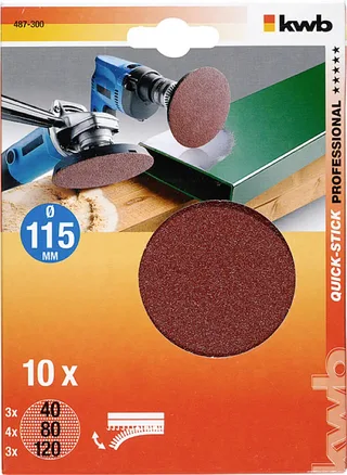 kwb 487300 Schleifscheibe Durchmesser 115 mm Körnung (num)=40, 80, 120 10 St. de KWB – image du produit 3 sur 3