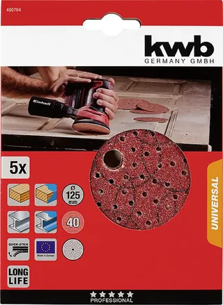 kwb 490704 Schleifscheibe Durchmesser 125 mm Körnung (num)=40 5 St. de KWB – image du produit 3 sur 3