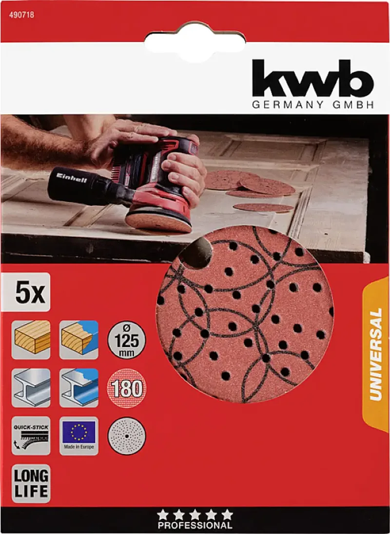 kwb 490718 Schleifscheibe Durchmesser 125 mm Körnung (num)=180 5 St. by KWB – product image 3 of 3