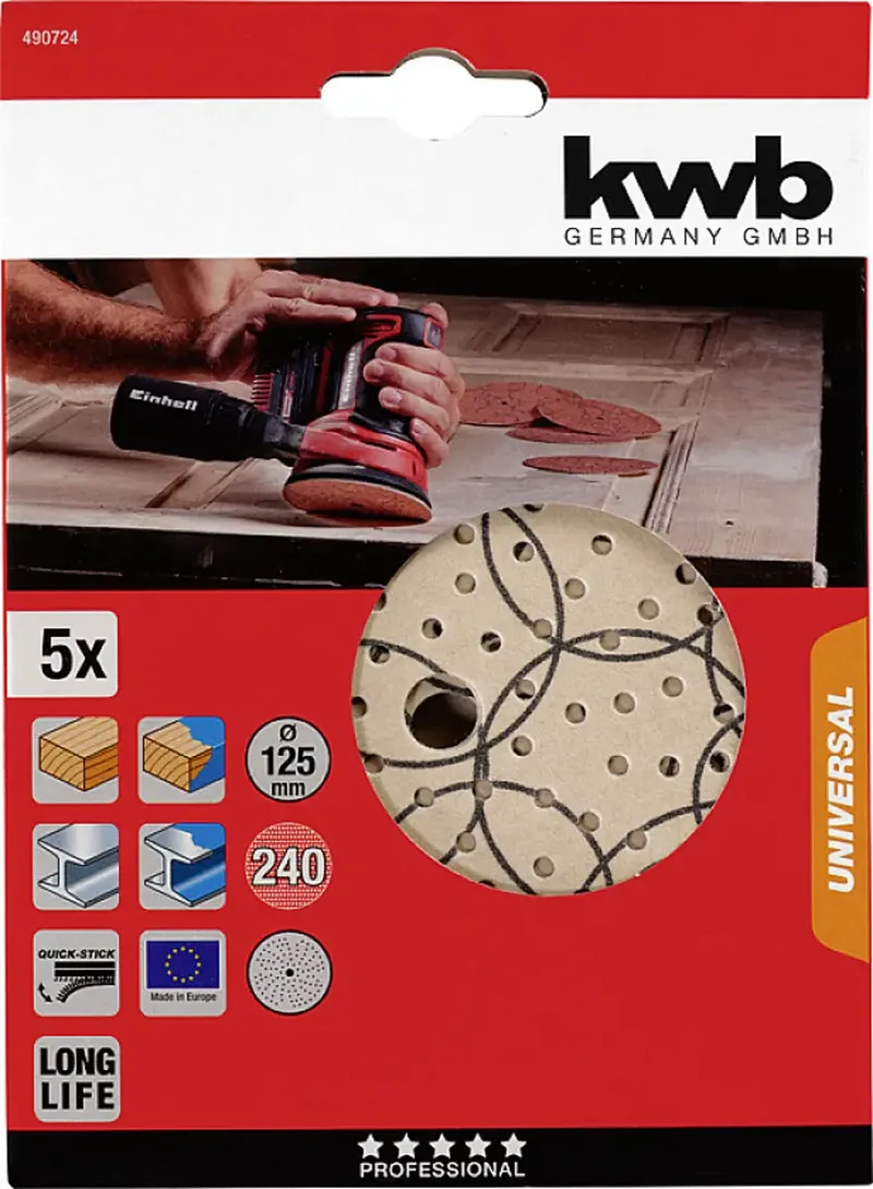 kwb 490724 Schleifscheibe Durchmesser 125 mm Körnung (num)=240 5 St. de KWB – image du produit 3 sur 3