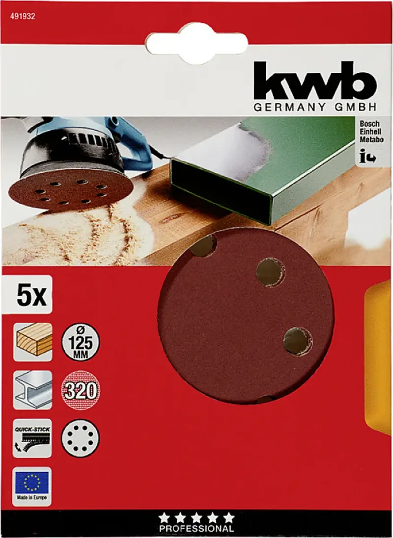 kwb 491932 Schleifscheibe Durchmesser 125 mm Körnung (num)=320 5 St. by KWB – product image 3 of 3