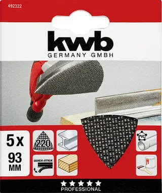 kwb 492322 Schleifnetz für Deltaschleifer Körnung (num) 220 (L x B) 93 mm x 93 mm 5 St. von KWB – Produktbild 3 von 3