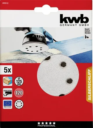 kwb 495912 Schleifscheibe Durchmesser 125 mm Körnung (num)=120 5 St. by KWB – product image 3 of 3