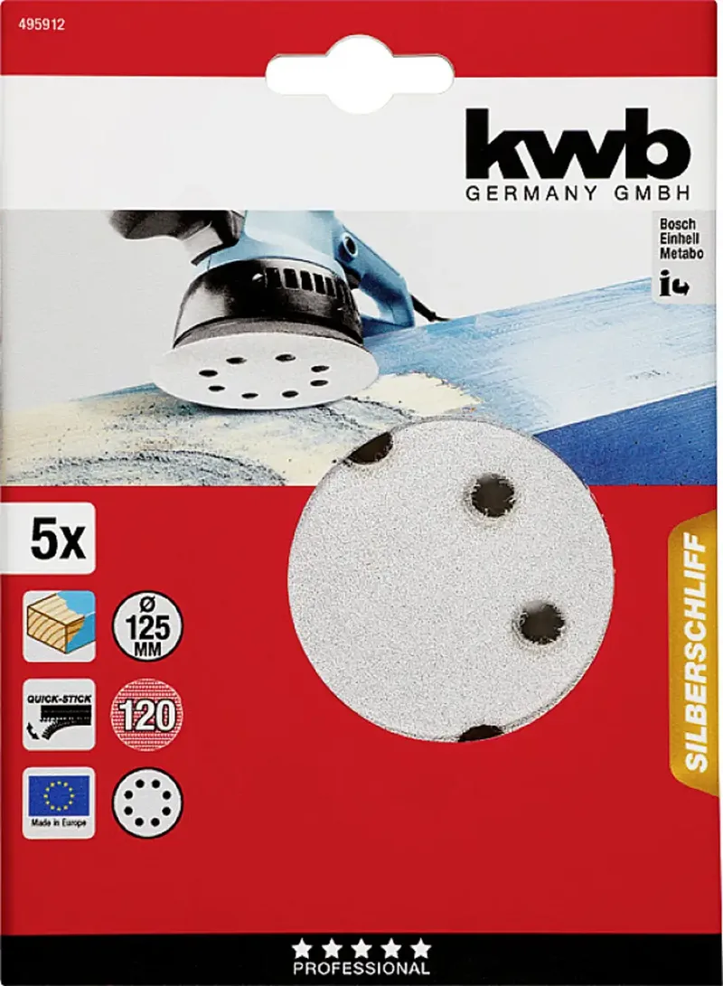 kwb 495912 Schleifscheibe Durchmesser 125 mm Körnung (num)=120 5 St. by KWB – product image 3 of 3