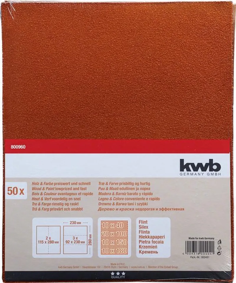 KWB - 50-pak Schuurpapier - K40, K100, K150 en K180 - 230x280mm de KWB – image du produit
