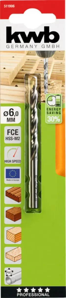 kwb 511906 Foret pour le bois 6 mm Longueur totale 93 mm 1 pc(s) de KWB – image du produit 2 sur 2
