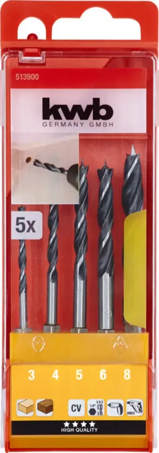 Holzbohrer E6.3 Kass 3-8 5-tlg von KWB – Produktbild 3 von 3
